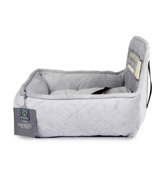 Nandog Pet Gear Quilted Micro Plush Light Grey Car Seat Bed