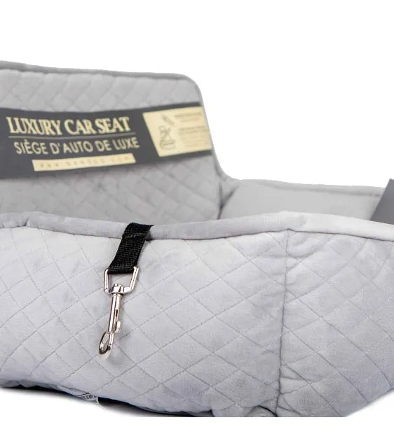 Nandog Pet Gear Quilted Micro Plush Light Grey Car Seat Bed