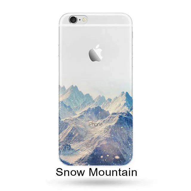 Newest fashion For iPhone 5s 7 6 6S case Ultra Thin Soft Silicon Mountain Landscape For iphone 7 6plus Case Phone Cover cases