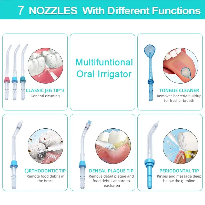 Nicefeel Oral Irrigator 7 Tips Dental Calculus Remover Water Flosser Dental Teeth Whitening Cleaner Electric Waterpick Flossing 0ral irrigator