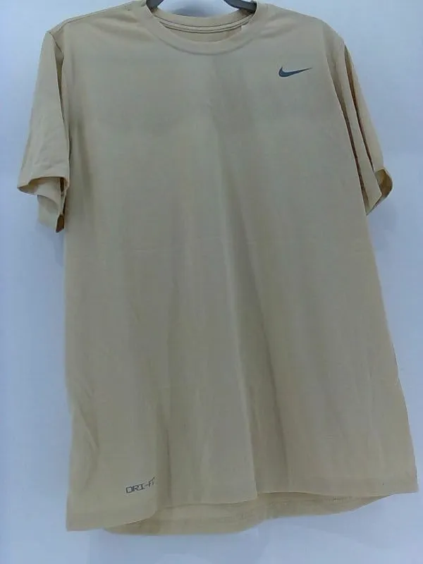 Nike Men's Large Training Dri-FIT Tan Short Sleeve Active Shirt