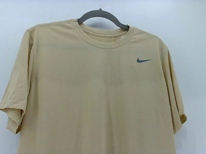 Nike Men's Large Training Dri-FIT Tan Short Sleeve Active Shirt