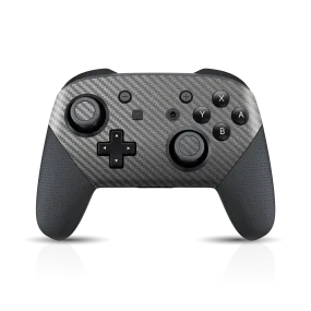 Nintendo Switch Pro CONTROLLER 3D Textured CARBON Fibre Skin - Metallic Grey