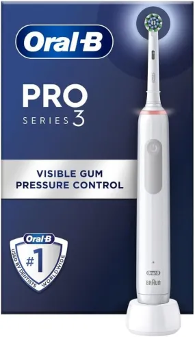 Oral-B Pro 3 Electric Toothbrushes For Adults, Mothers Day Gifts For Her / Him, 1 Cross Action Toothbrush Head, 3 Modes with Teeth Whitening, 2 Pin UK Plug, 3000, White