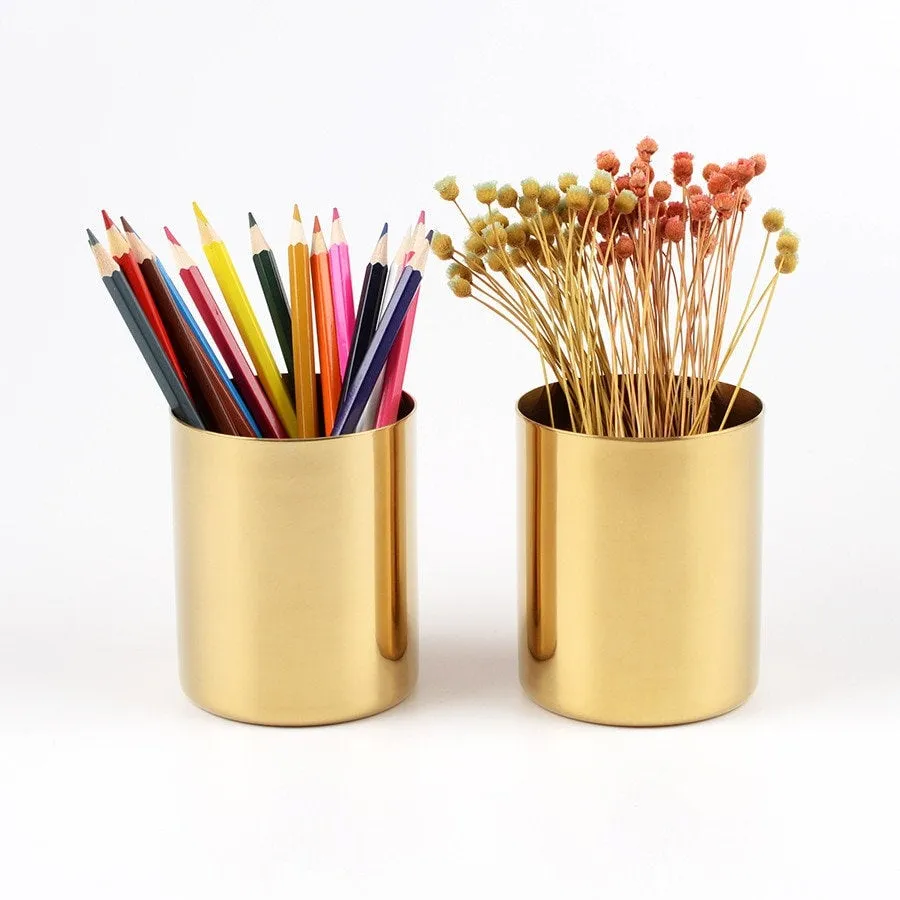 Pencil Cup, Gold Pen Cup, Minimalist, Modern, Office Decor, Desk Set, Pencil Holder, Toothbrush Cup, Home Office, Organizer, Storage