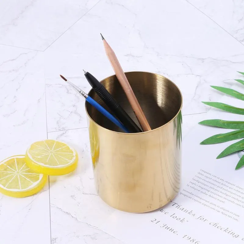 Pencil Cup, Gold Pen Cup, Minimalist, Modern, Office Decor, Desk Set, Pencil Holder, Toothbrush Cup, Home Office, Organizer, Storage