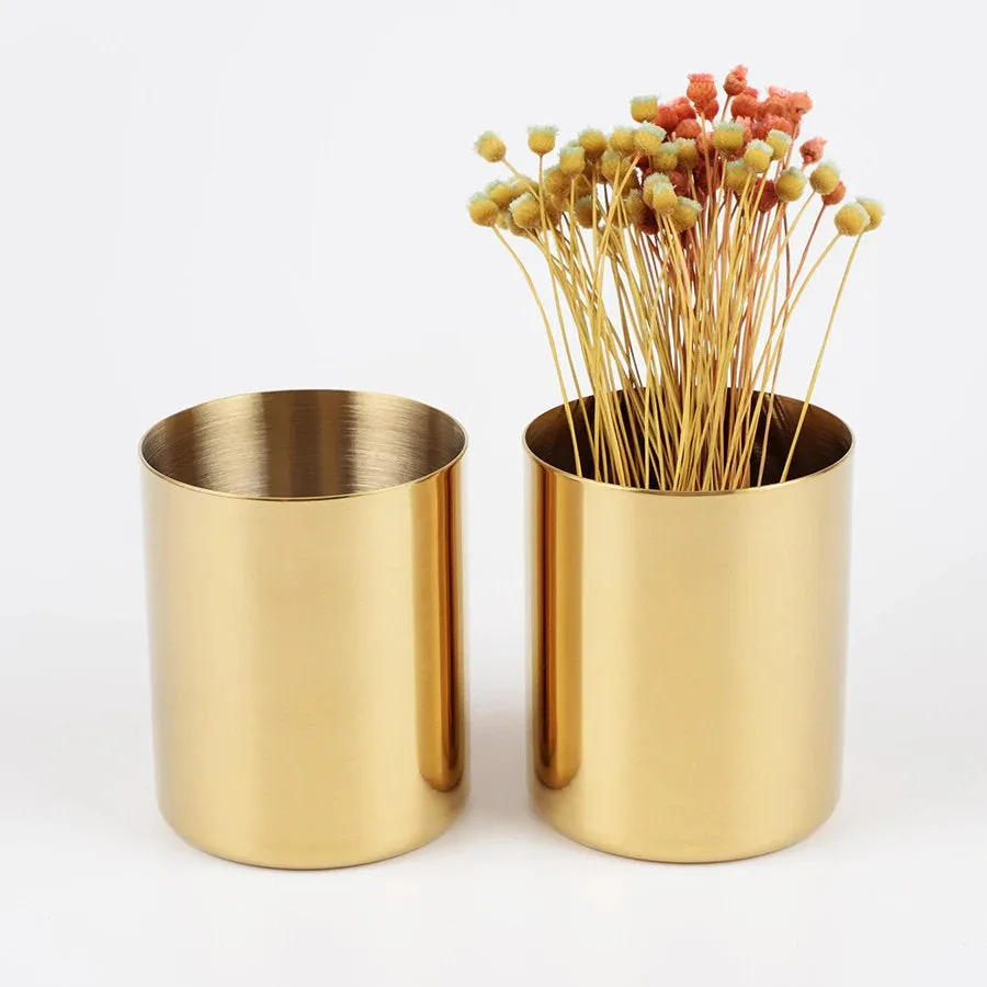 Pencil Cup, Gold Pen Cup, Minimalist, Modern, Office Decor, Desk Set, Pencil Holder, Toothbrush Cup, Home Office, Organizer, Storage