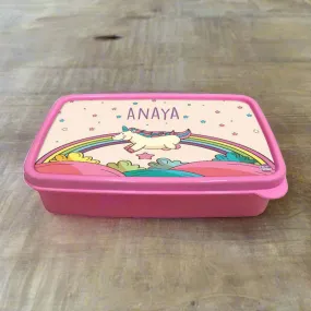 Personalised Snack Box for Kids Plastic Lunch Box for Girls - Rainbow