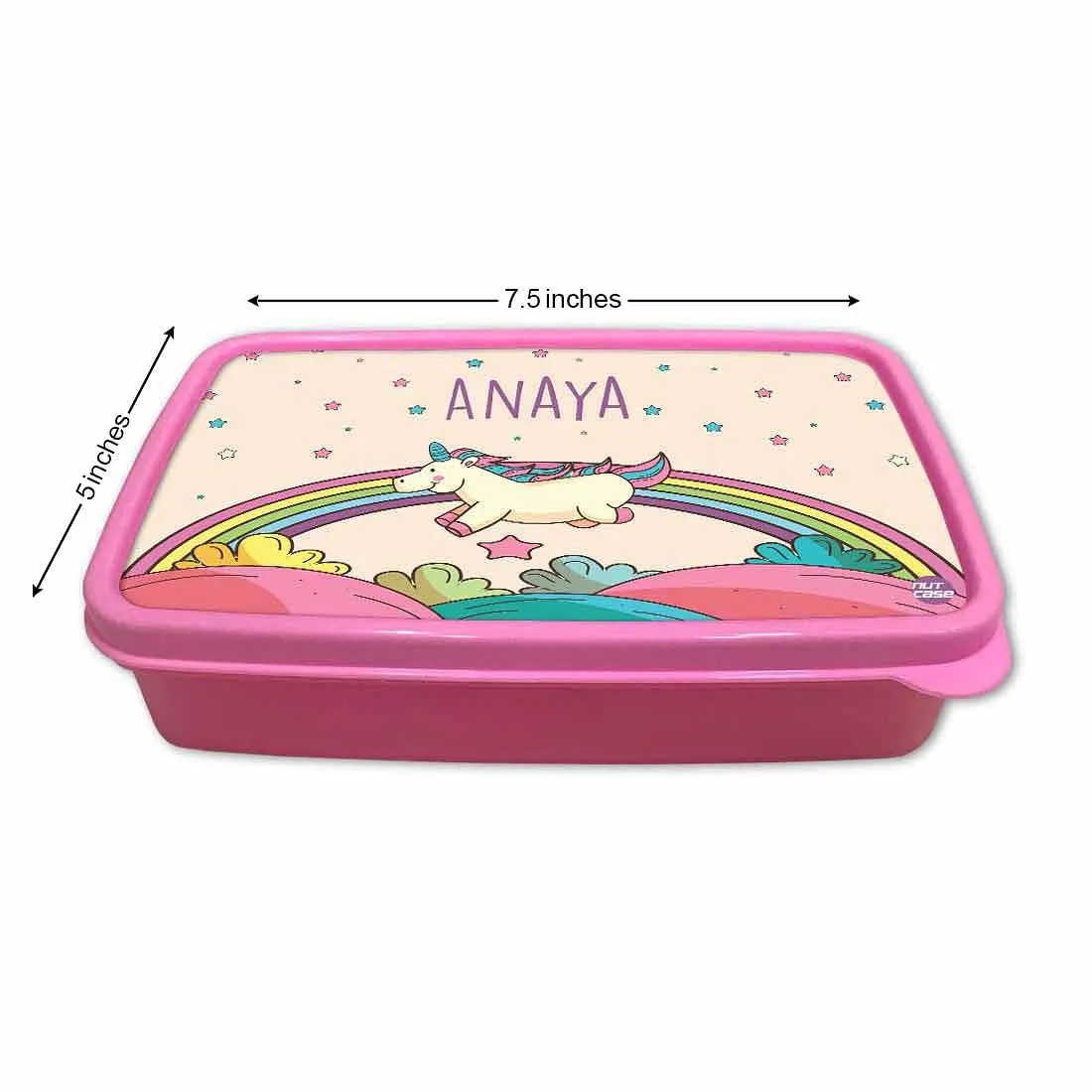 Personalised Snack Box for Kids Plastic Lunch Box for Girls - Rainbow