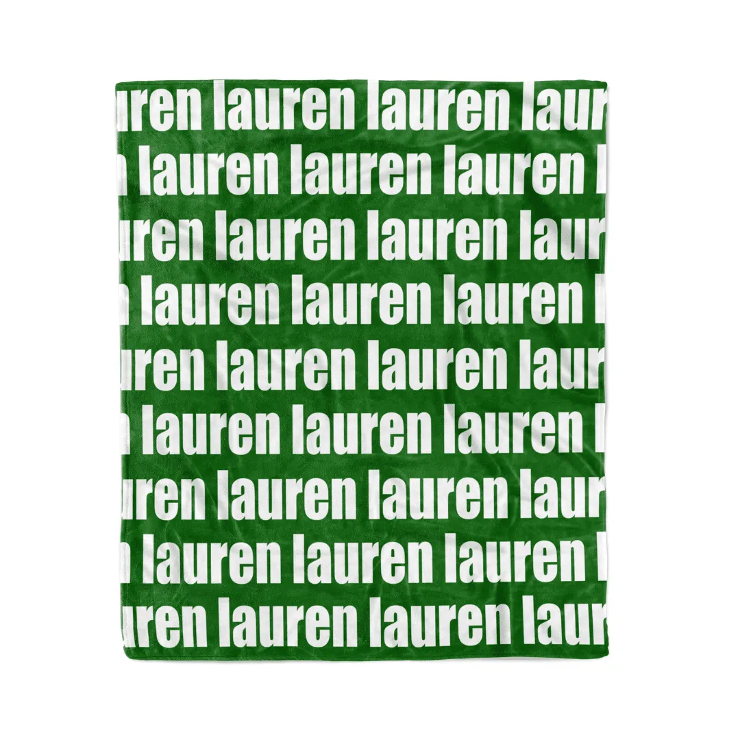 PERSONALIZED NAME BLANKET - BOLD FONT - KELLY GREEN