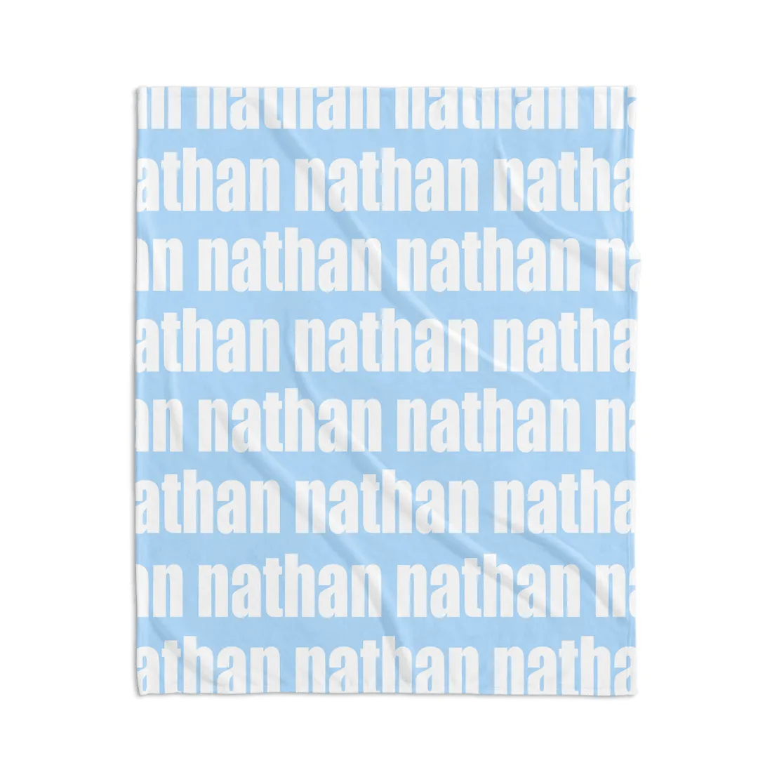 PERSONALIZED NAME BLANKET - BOLD FONT - LIGHT BLUE