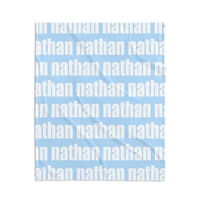 PERSONALIZED NAME BLANKET - BOLD FONT - LIGHT BLUE