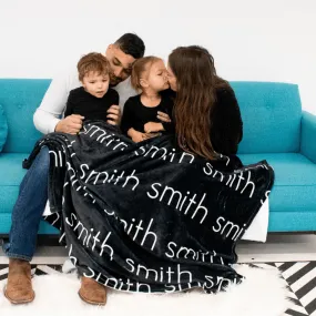 PERSONALIZED NAME BLANKET - LIGHT FONT - BLACK