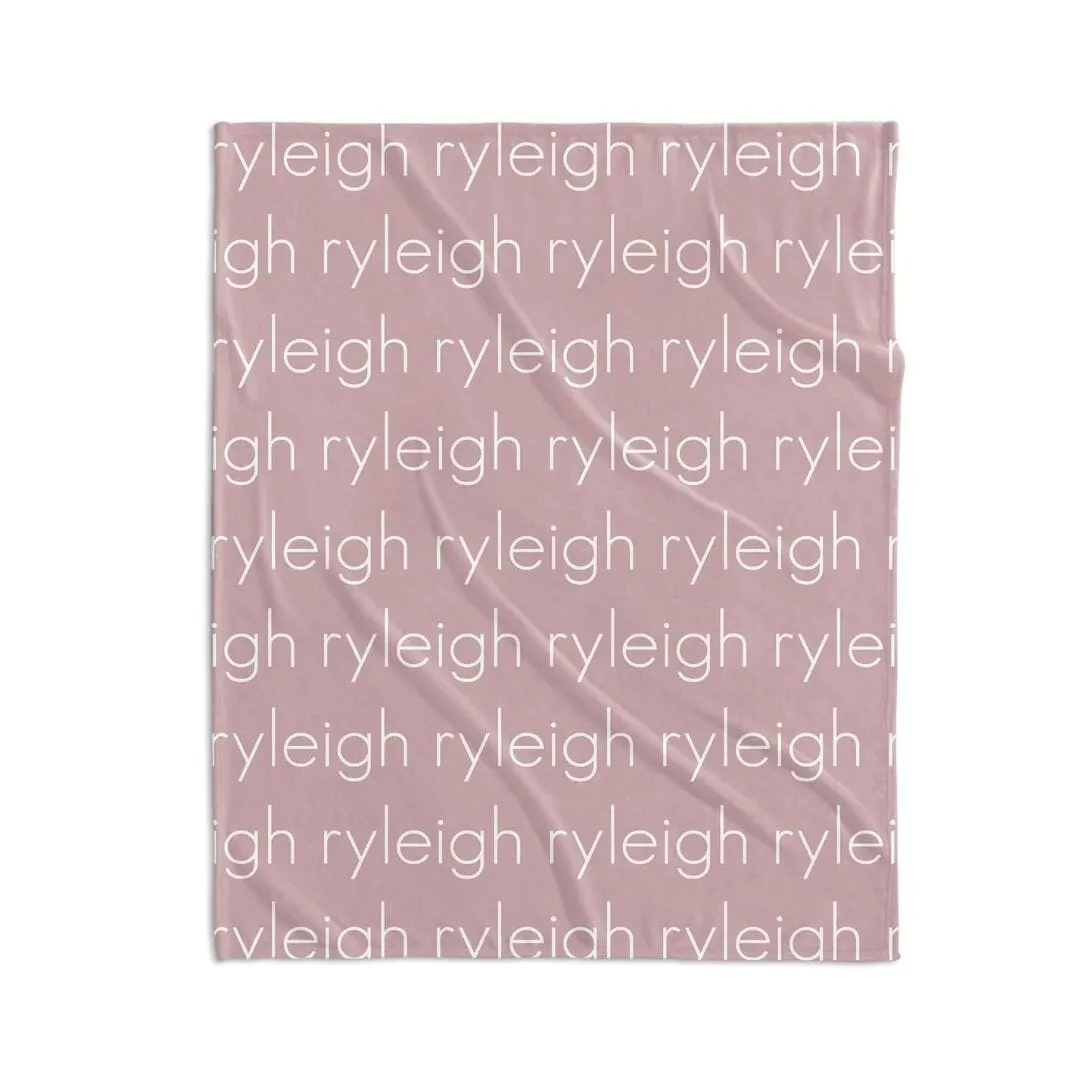 PERSONALIZED NAME BLANKET - LIGHT FONT - BLUSH