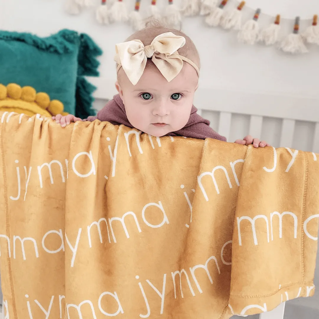 PERSONALIZED NAME BLANKET - LIGHT FONT - BOHO HONEY