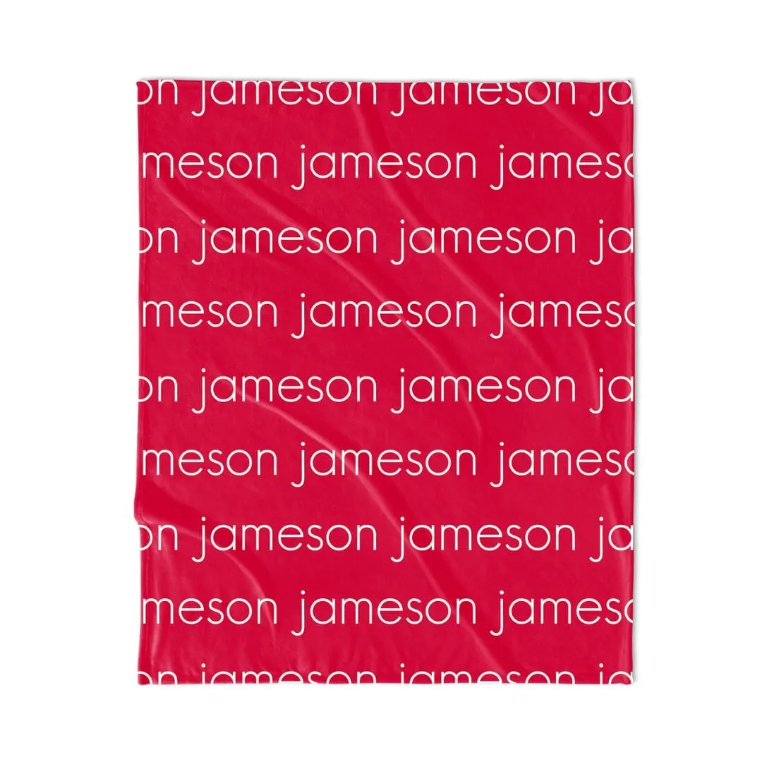 PERSONALIZED NAME BLANKET - LIGHT FONT - RED