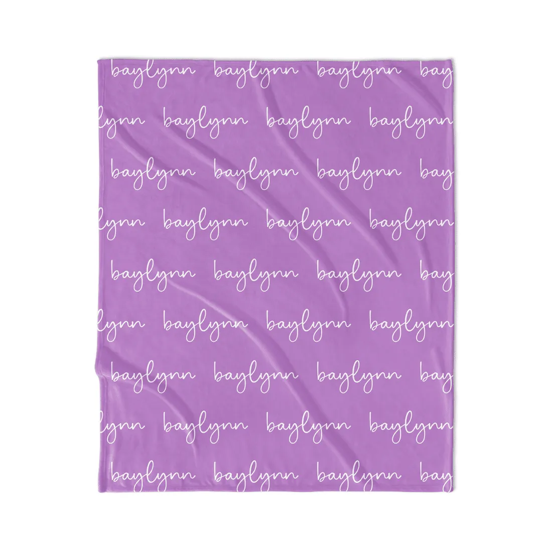 PERSONALIZED NAME BLANKET - SCRIPT FONT - TROPICAL LILAC