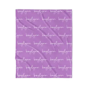 PERSONALIZED NAME BLANKET - SCRIPT FONT - TROPICAL LILAC