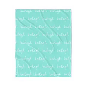 PERSONALIZED NAME BLANKET - SCRIPT FONT - TROPICAL SEAFOAM