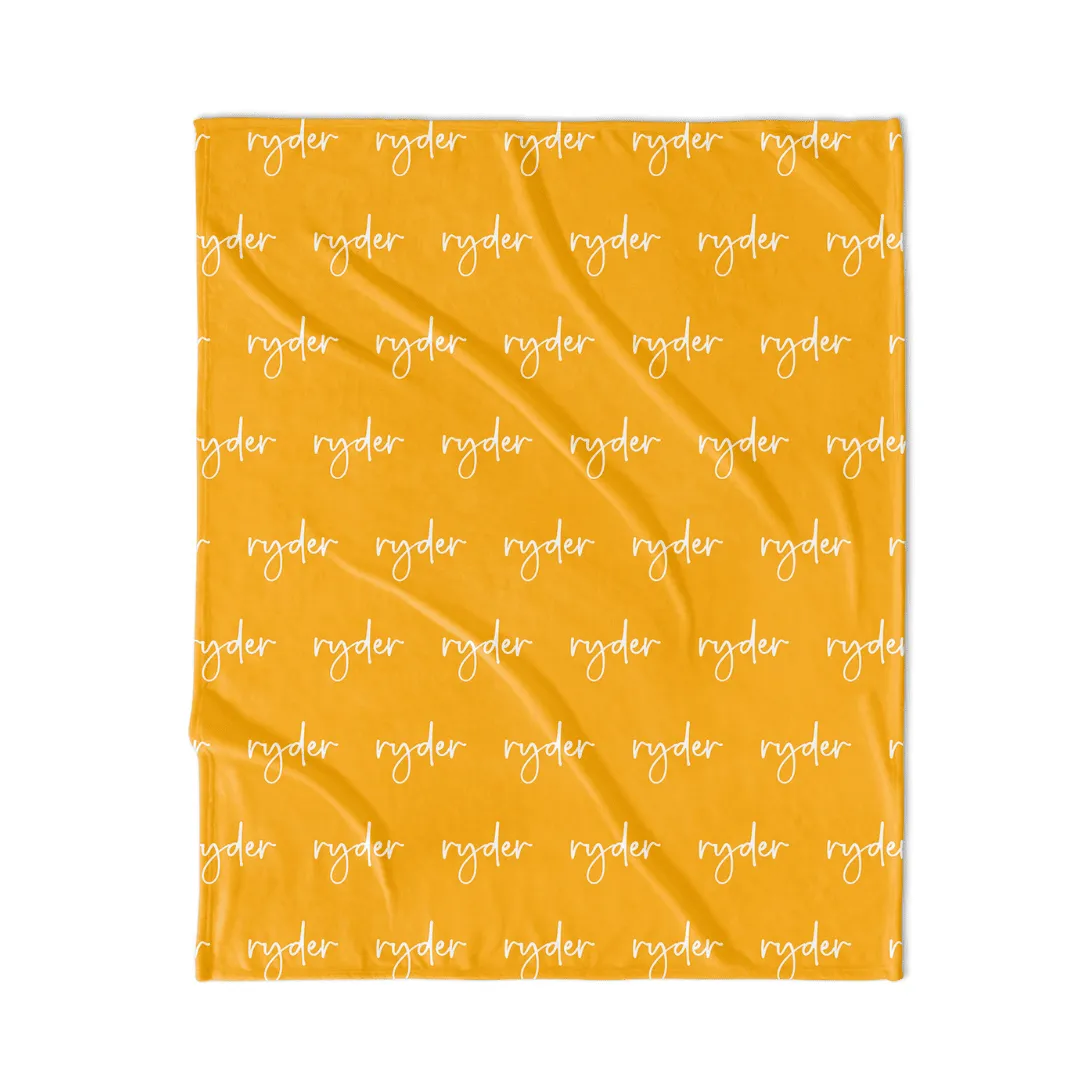 PERSONALIZED NAME BLANKET - SCRIPT FONT - TROPICAL TANGERINE