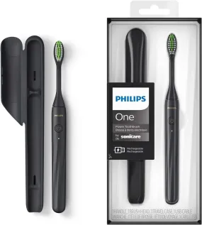 Philips One Rechargeable Toothbrush - Electric Toothbrush in Shadow Black (Model HY1200/26)