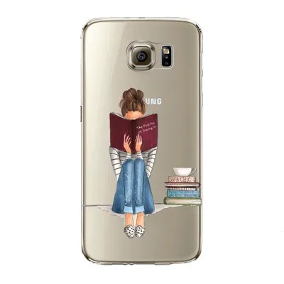 Phone Case for Samsung Galaxy S5 S6 S6Edge S6Edge  S7 S7edge Cover Soft Silicon Painted Fashion Shopping Girl Mobile Phone Bag