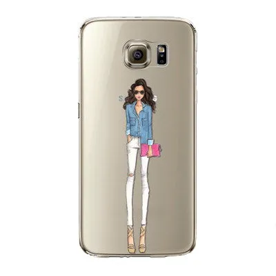 Phone Case for Samsung Galaxy S5 S6 S6Edge S6Edge  S7 S7edge Cover Soft Silicon Painted Fashion Shopping Girl Mobile Phone Bag