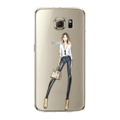 Phone Case for Samsung Galaxy S5 S6 S6Edge S6Edge  S7 S7edge Cover Soft Silicon Painted Fashion Shopping Girl Mobile Phone Bag