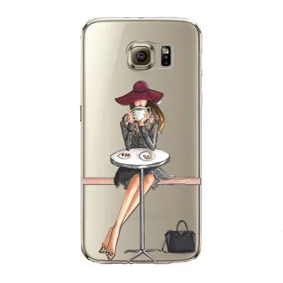 Phone Case for Samsung Galaxy S5 S6 S6Edge S6Edge  S7 S7edge Cover Soft Silicon Painted Fashion Shopping Girl Mobile Phone Bag