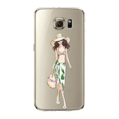 Phone Case for Samsung Galaxy S5 S6 S6Edge S6Edge  S7 S7edge Cover Soft Silicon Painted Fashion Shopping Girl Mobile Phone Bag