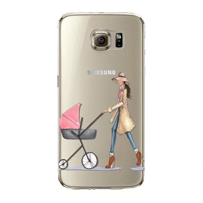 Phone Case for Samsung Galaxy S5 S6 S6Edge S6Edge  S7 S7edge Cover Soft Silicon Painted Fashion Shopping Girl Mobile Phone Bag