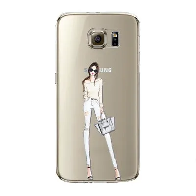 Phone Case for Samsung Galaxy S5 S6 S6Edge S6Edge  S7 S7edge Cover Soft Silicon Painted Fashion Shopping Girl Mobile Phone Bag