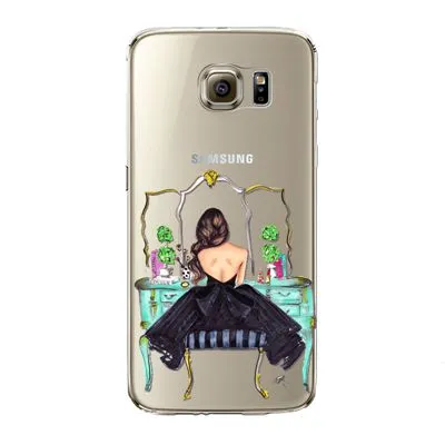 Phone Case for Samsung Galaxy S5 S6 S6Edge S6Edge  S7 S7edge Cover Soft Silicon Painted Fashion Shopping Girl Mobile Phone Bag