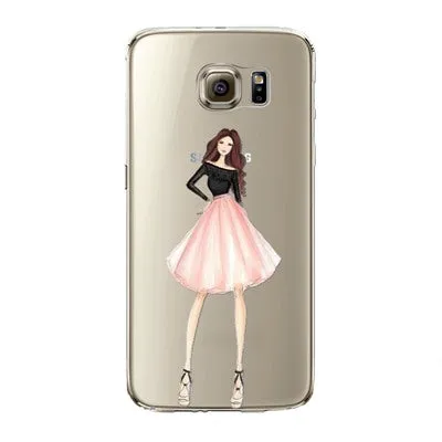 Phone Case for Samsung Galaxy S5 S6 S6Edge S6Edge  S7 S7edge Cover Soft Silicon Painted Fashion Shopping Girl Mobile Phone Bag