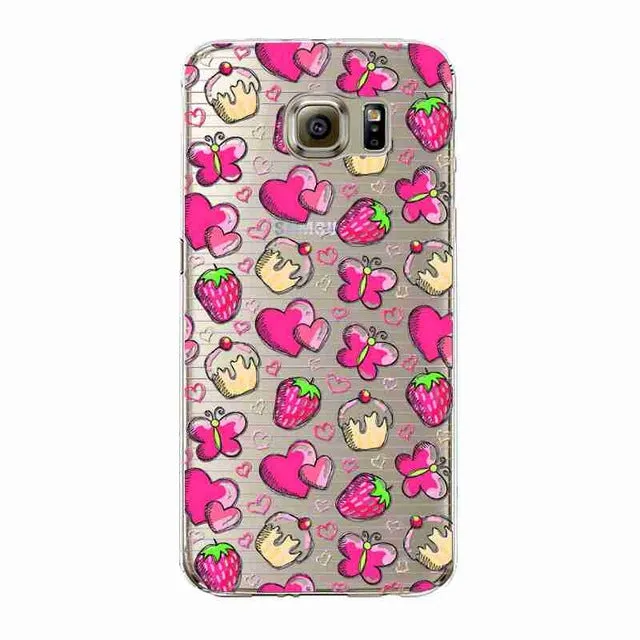 Phone Case For Samsung Galaxy S5/6 S6Edge Beautiful Dandelion Balloons Peacock Fruit Soft TPU Back Cover Skin Shell Capa Celular