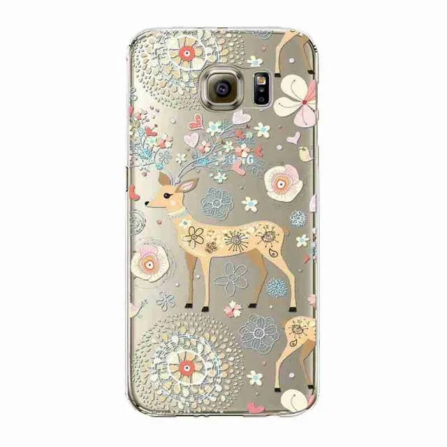 Phone Case For Samsung Galaxy S5/6 S6Edge Beautiful Dandelion Balloons Peacock Fruit Soft TPU Back Cover Skin Shell Capa Celular