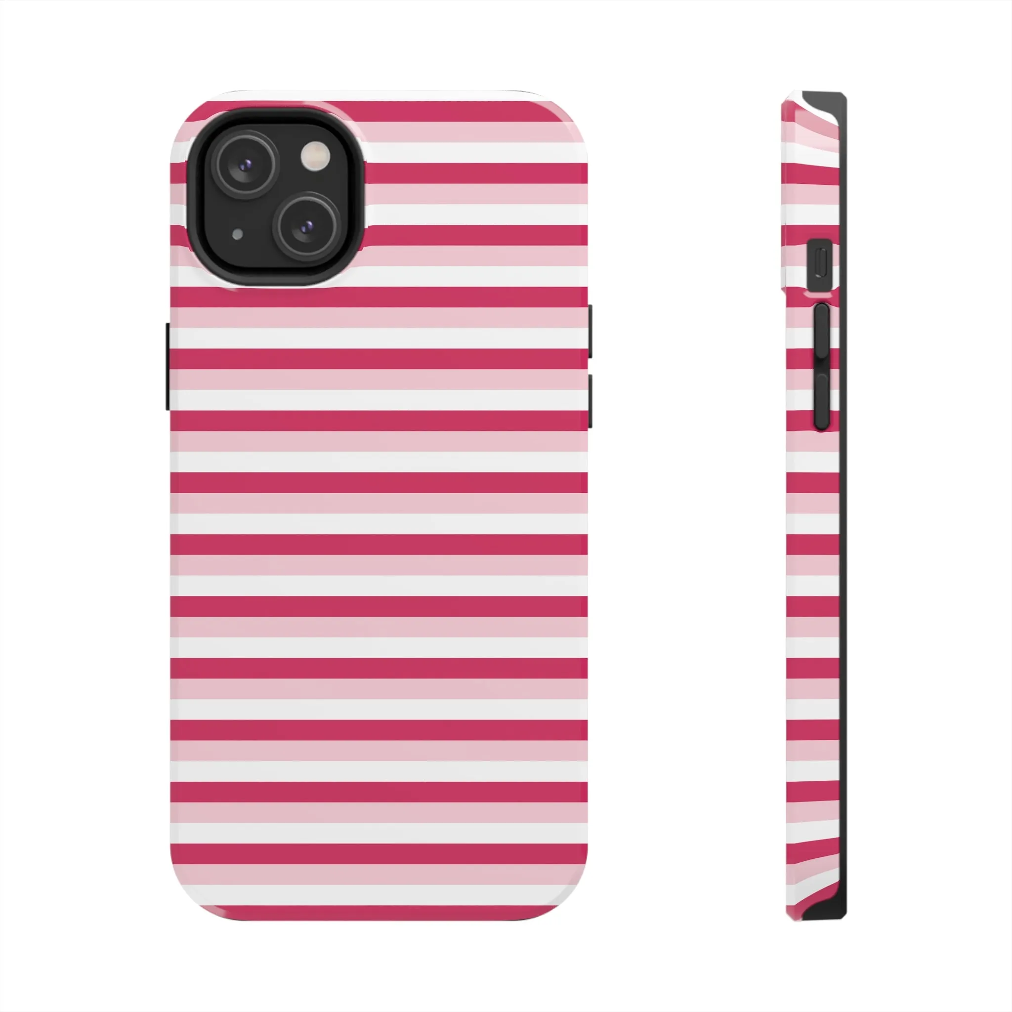 Pink and White Girly Stripe print Design Tough Phone Case compatible with a large variety of iPhone models, Gift, Phone Case