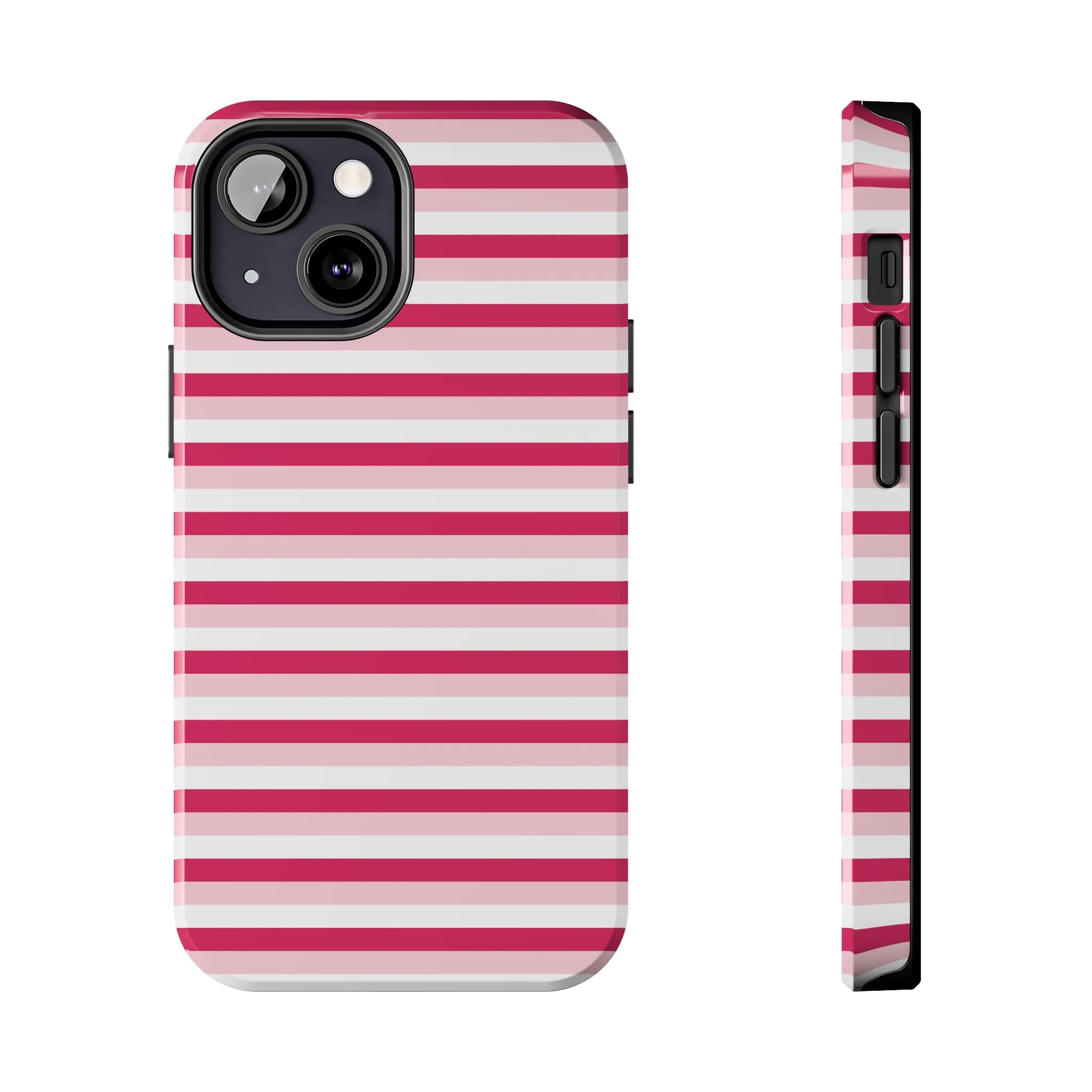 Pink and White Girly Stripe print Design Tough Phone Case compatible with a large variety of iPhone models, Gift, Phone Case