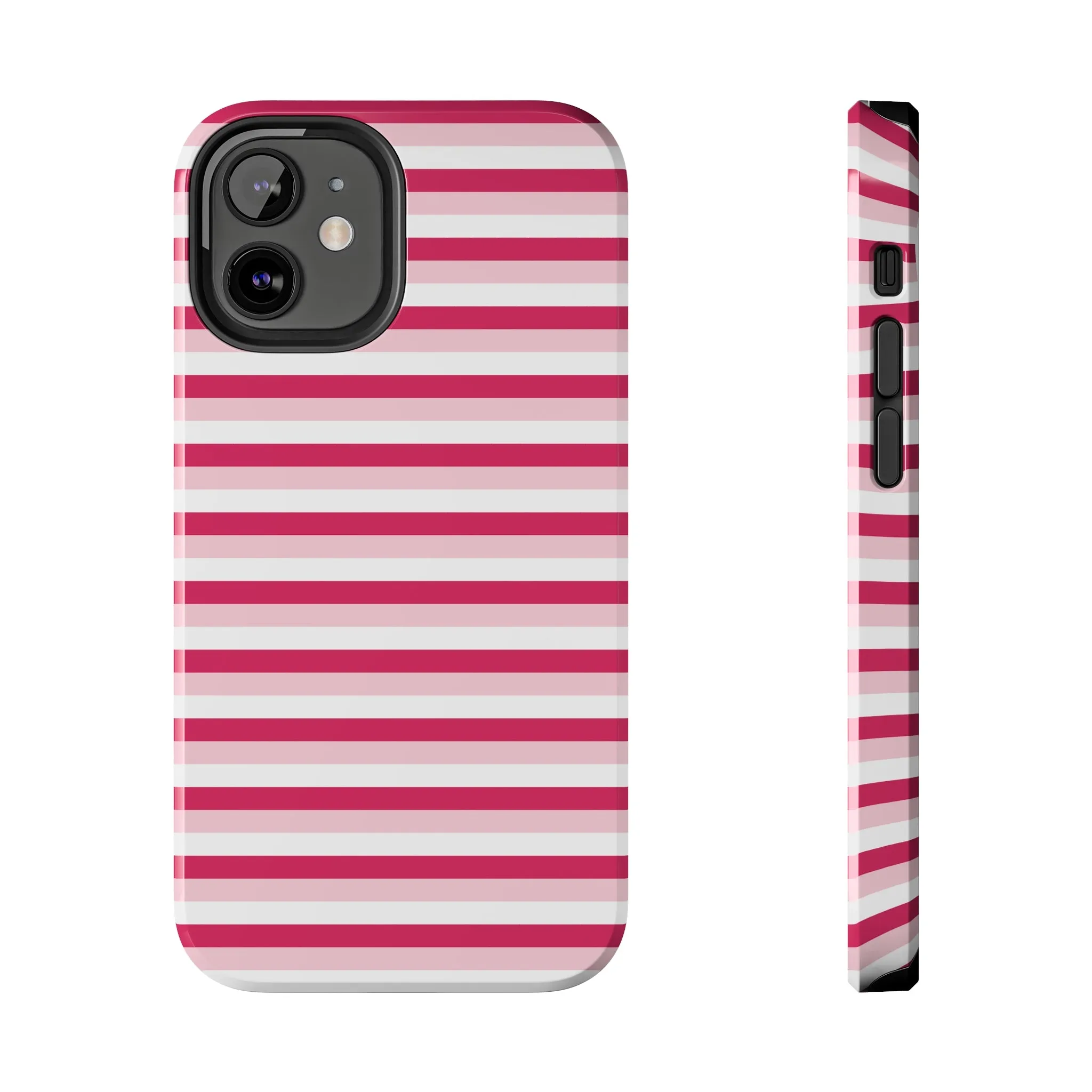 Pink and White Girly Stripe print Design Tough Phone Case compatible with a large variety of iPhone models, Gift, Phone Case