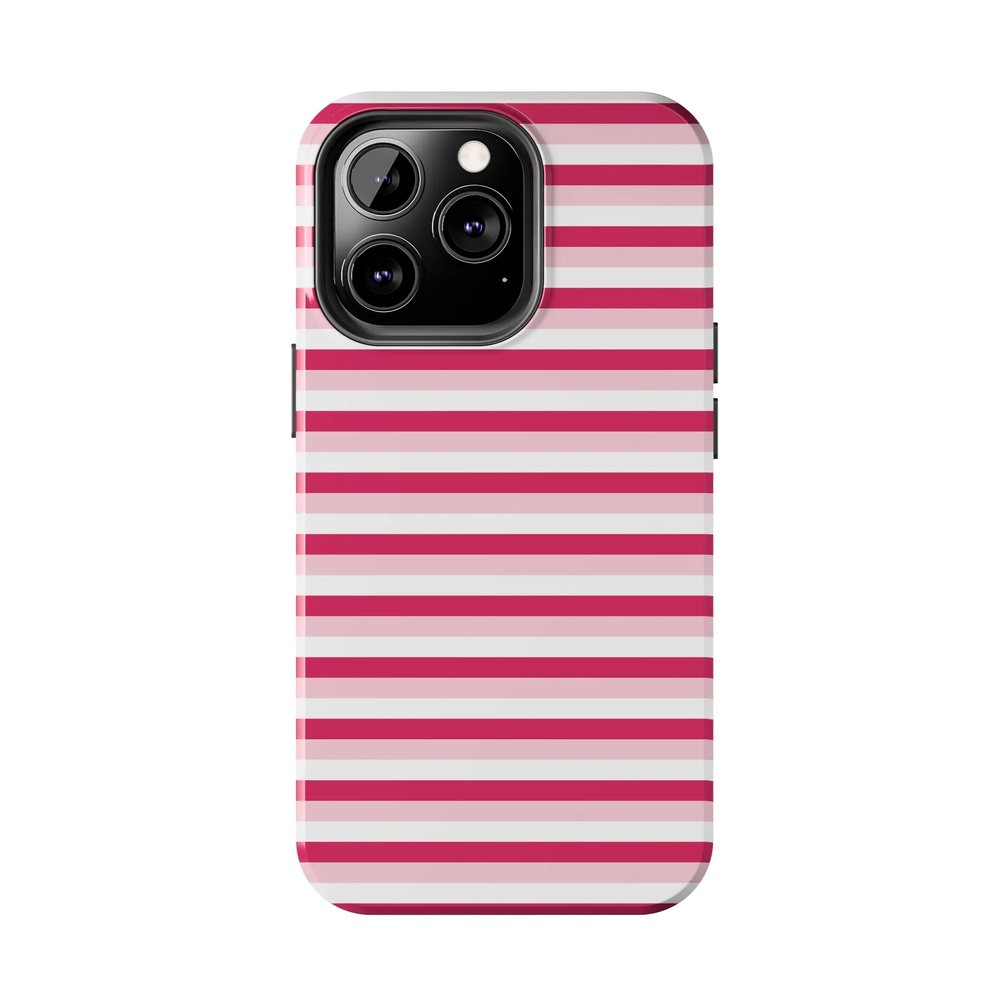 Pink and White Girly Stripe print Design Tough Phone Case compatible with a large variety of iPhone models, Gift, Phone Case