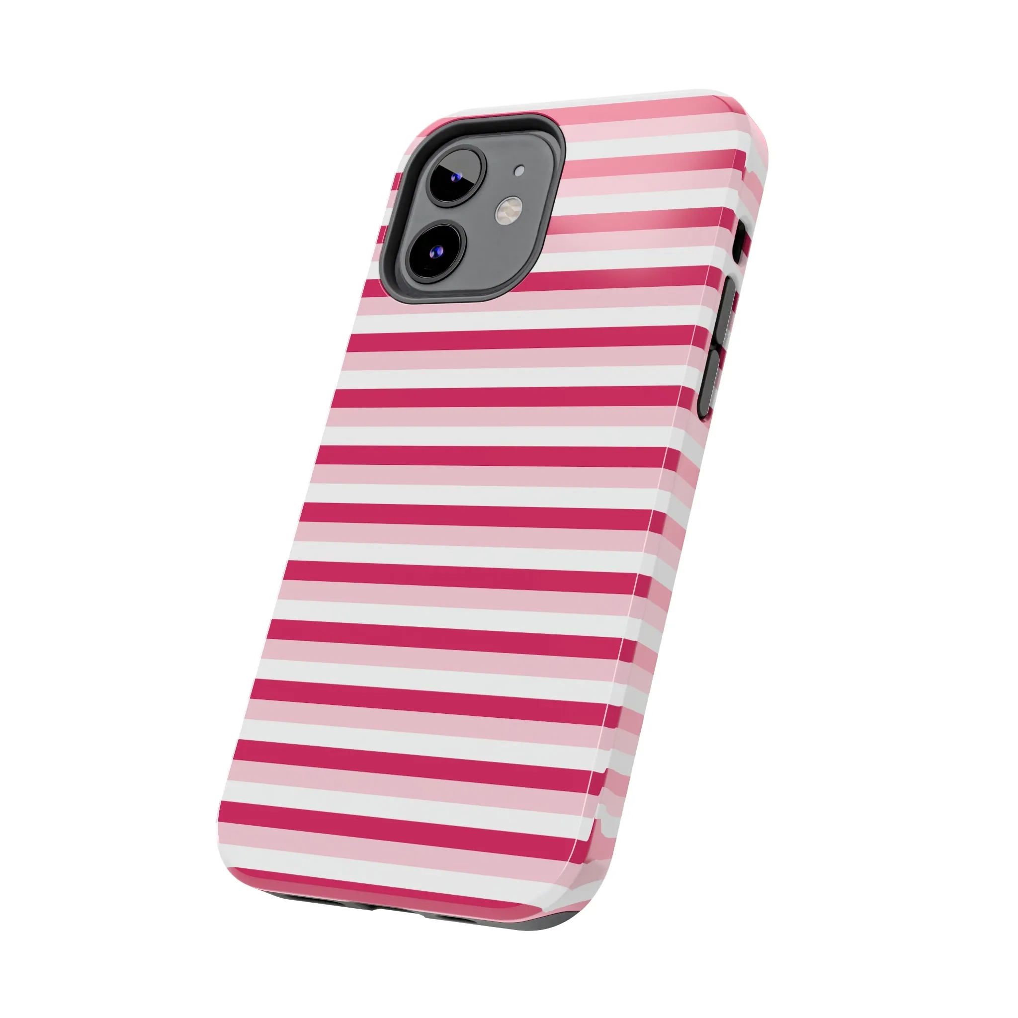 Pink and White Girly Stripe print Design Tough Phone Case compatible with a large variety of iPhone models, Gift, Phone Case