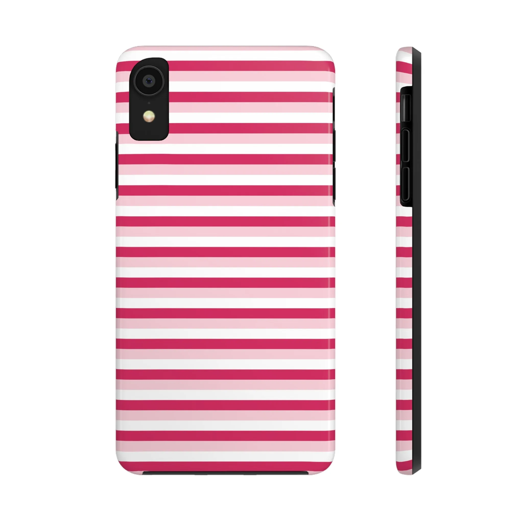 Pink and White Girly Stripe print Design Tough Phone Case compatible with a large variety of iPhone models, Gift, Phone Case