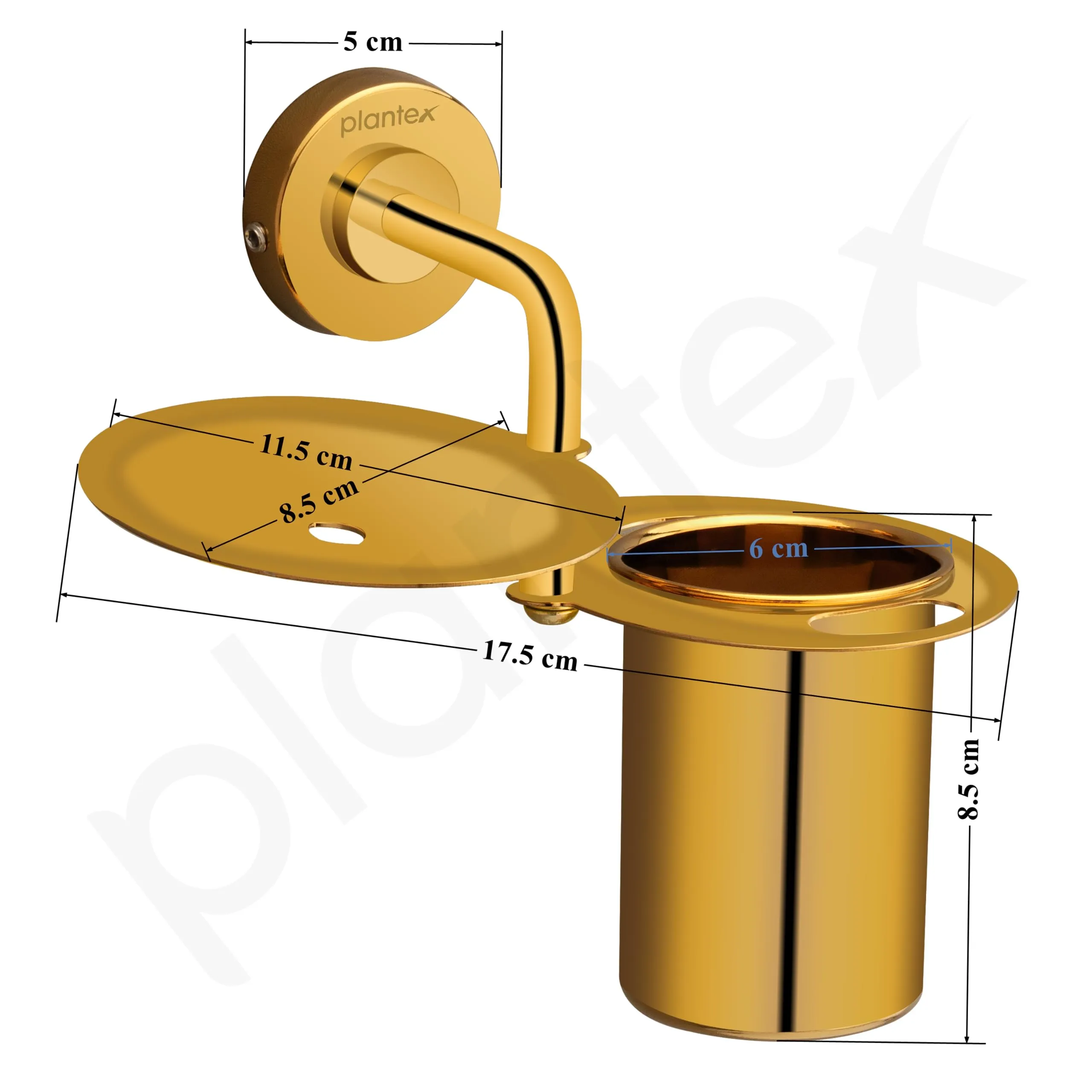 Plantex 304 Grade Stainless Steel 2in1 Soap Holder with Tumbler Holder/Bathroom Accessories Pack of 2, Daizy (Golden)