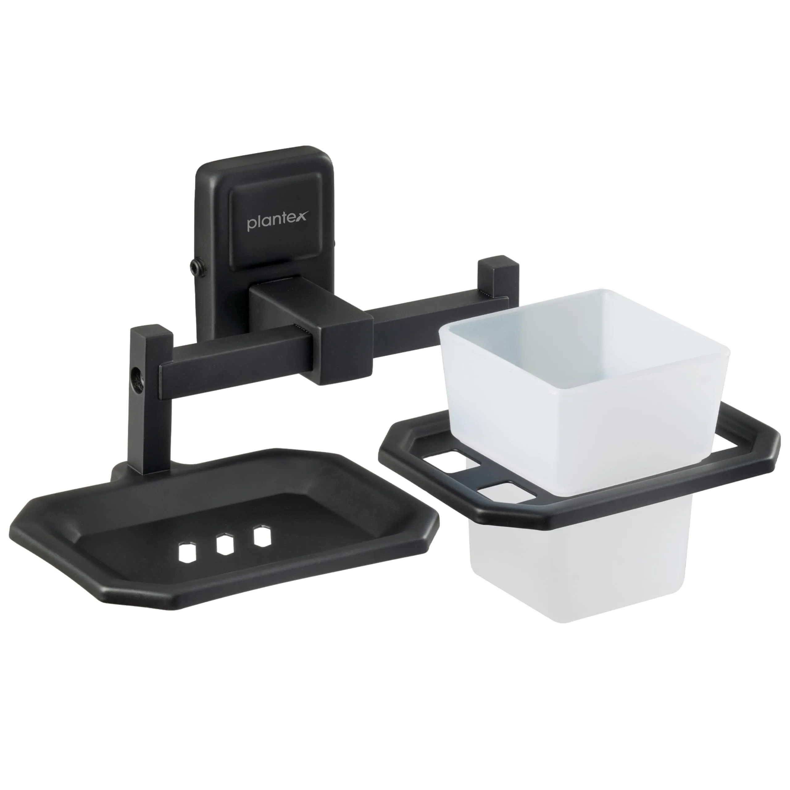 Plantex Darcy Black soap and Brush Holder Stand for Bathroom and wash Basin (304 Stainless Steel)