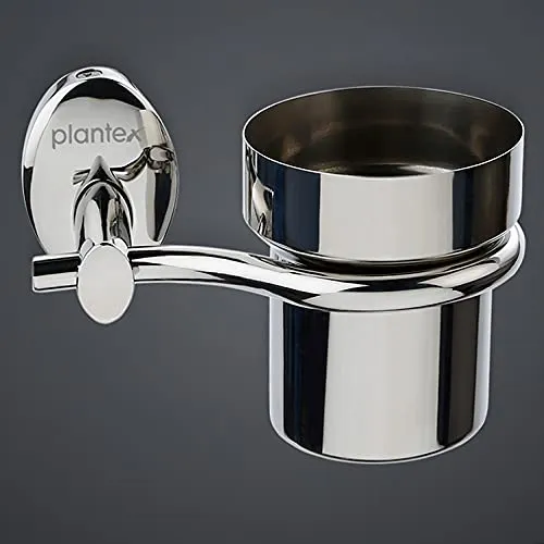 Plantex Oreva Silver Toothbrush/Paste Holder & Tumbler Holder for Bathroom and wash Basin (304 Stainless Steel)