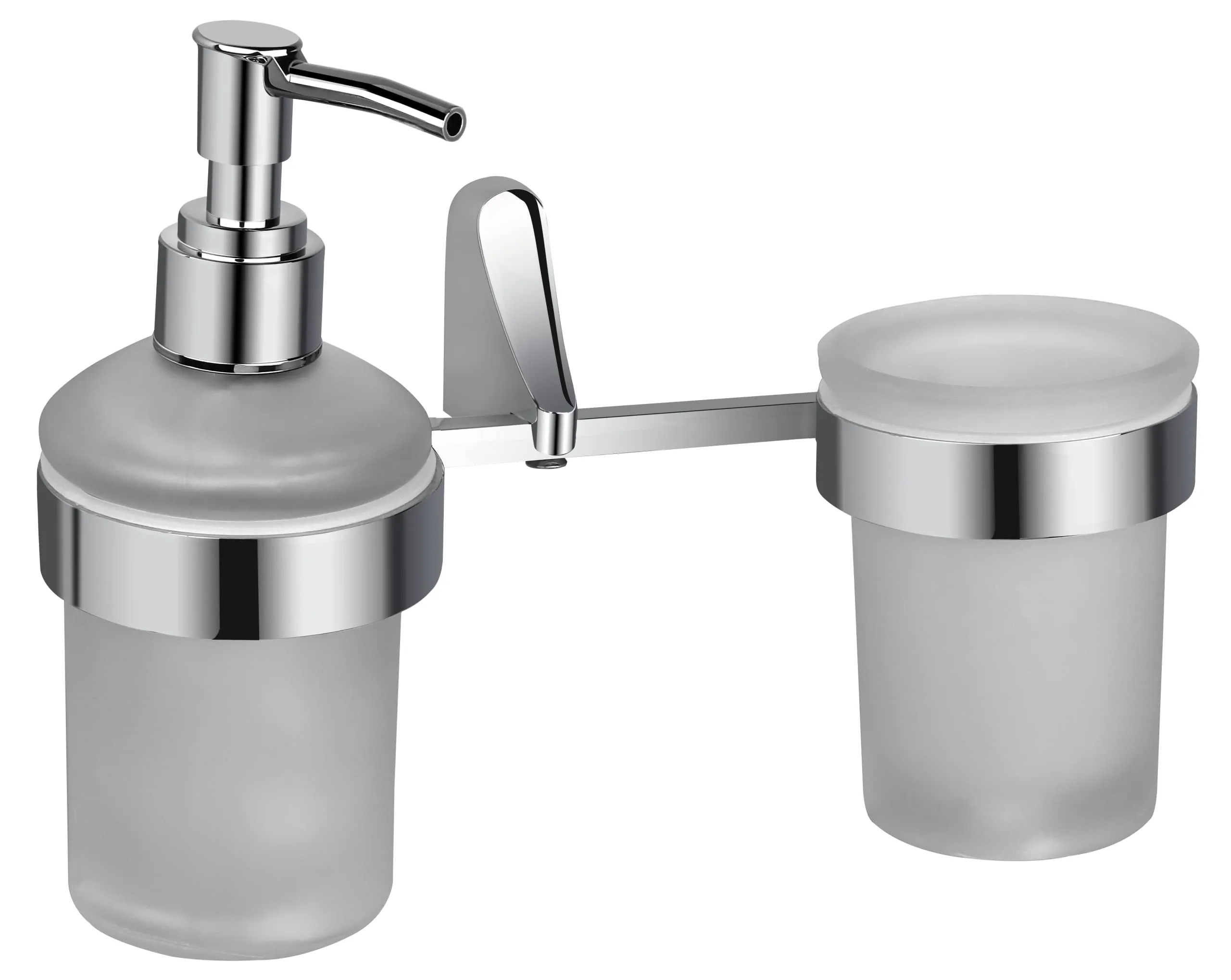 Plantex Smooth Brass 2in1 Glass Tumbler Holder with Handwash Dispenser - Multiuse (UN-1739)