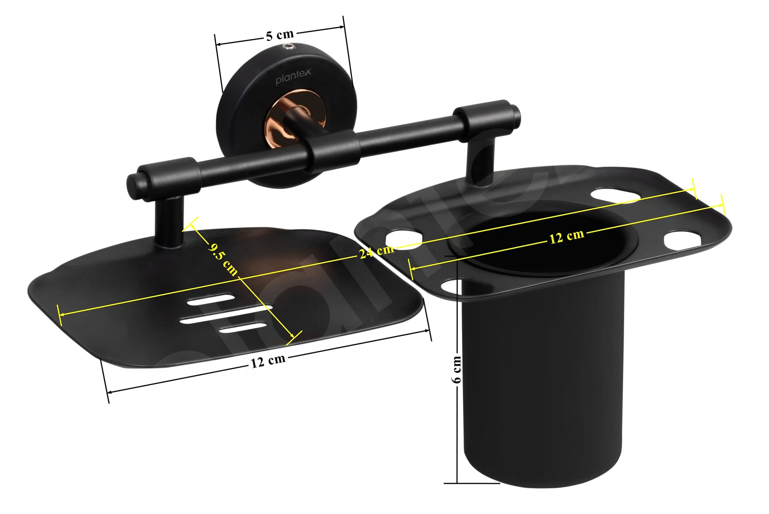 Plantex Solid Brass & SS-304 Grade 2in1 Soap Dish with Tumbler Holder/Soap Stand/Tooth Brush Holder/Bathroom Accessories - (Black)