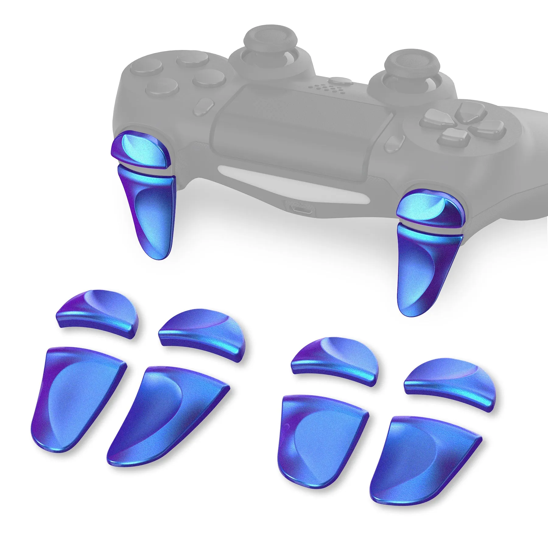 PlayVital 2 Pair Chameleon Purple Blue Shoulder Buttons Extension Triggers for PS4 All Model Controller, Game Improvement Adjusters for PS4 Controller, Bumper Trigger Extenders for PS4 Slim Pro Controller - P4PJ003