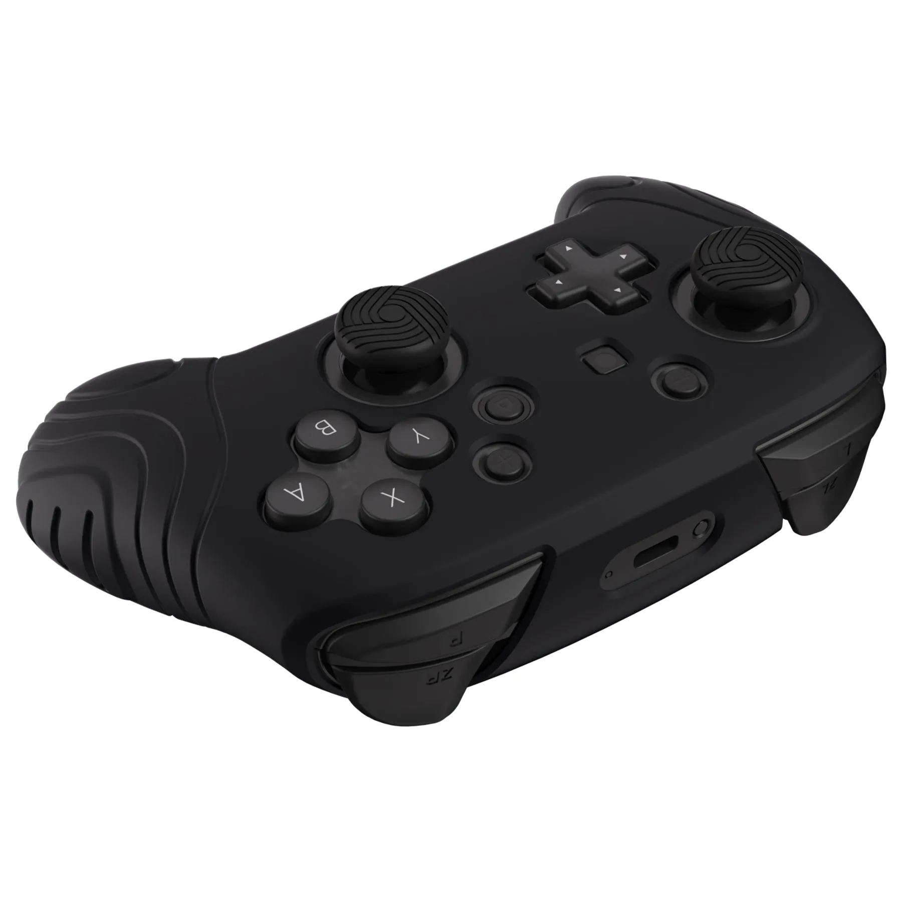 PlayVital Samurai Edition Ergonomic Silicone Skin Protective Case for Nintendo Switch Pro Controller, Soft Anti-slip Controller Grip Protector for Nintendo Switch Pro with Thumb Grip Caps - Black - EBNPP002