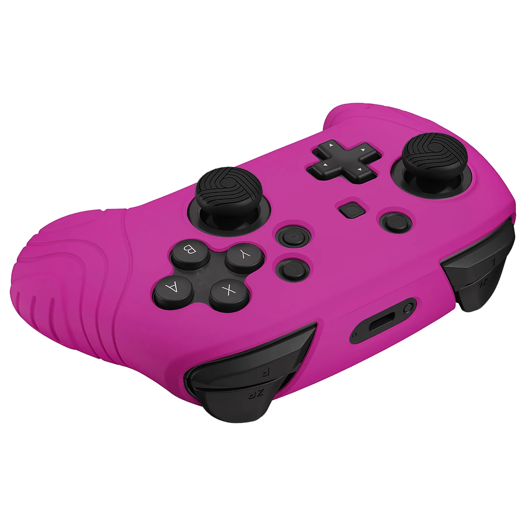 PlayVital Samurai Edition Ergonomic Silicone Skin Protective Case for Nintendo Switch Pro Controller, Soft Anti-slip Controller Grip Protector for Nintendo Switch Pro with Thumb Grip Caps - Neon Purple - EBNPP010